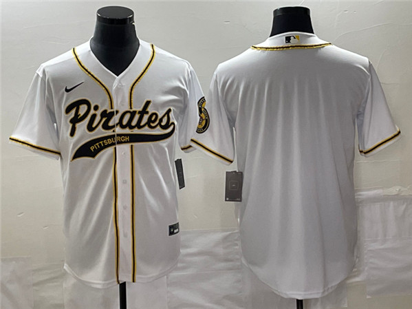 Men's Pittsburgh Pirates Blank White Cool Base Stitched Baseball Jersey